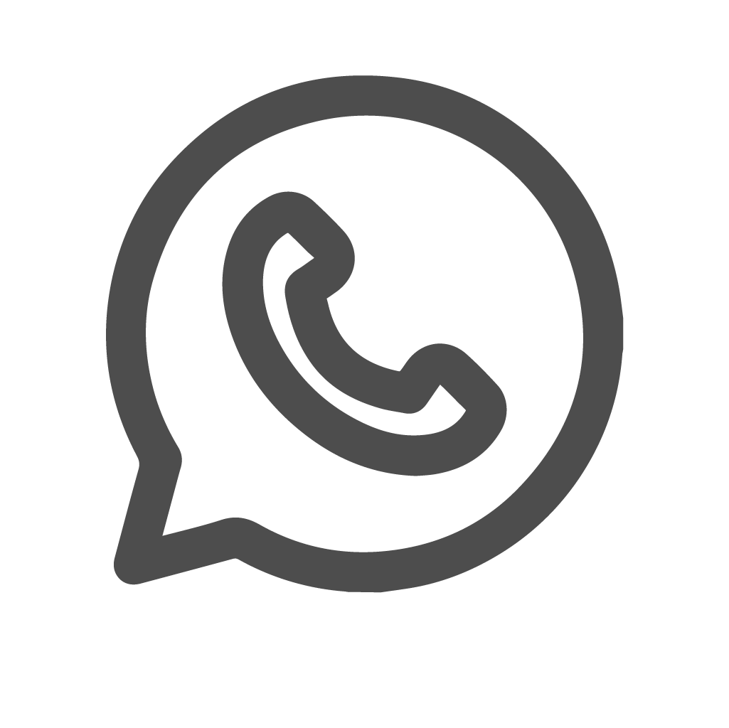 Ícone, na cor cinza, em formato circular. No centro, a ilustração de um telefone.