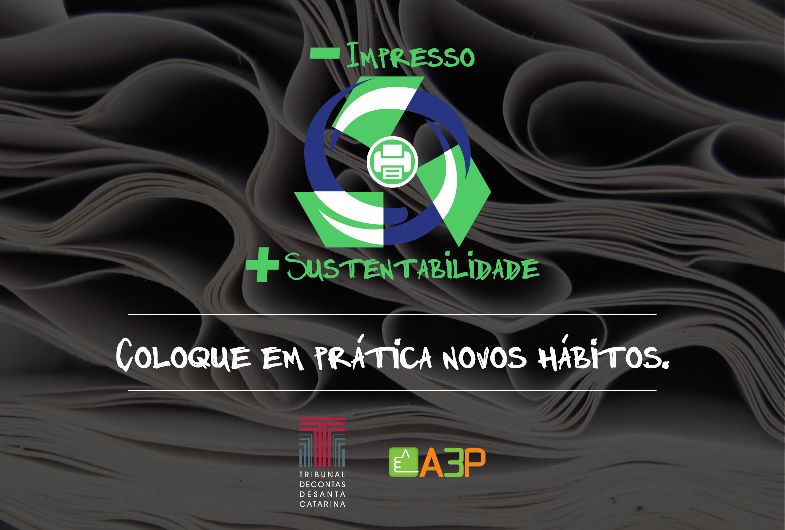 banner campanha para estimular redução de impressão de documentos