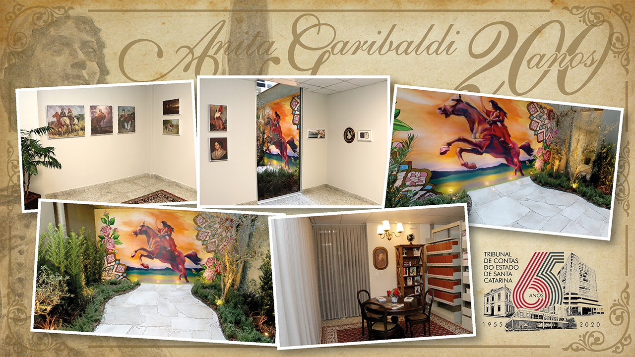 Jardim, Galeria e Estante de Anita Garibaldi fazem parte da exposição alusiva aos 65 anos do TCE/SC 