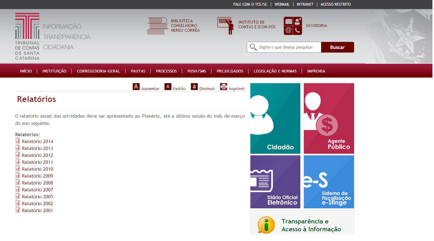 Corregedor-geral do TCE/SC apresenta relatório de atividades de 2014