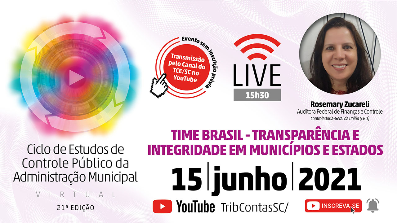 Live do 21º Ciclo de Estudos do TCE/SC aborda programa Transparência e Integridade em Municípios de Estados