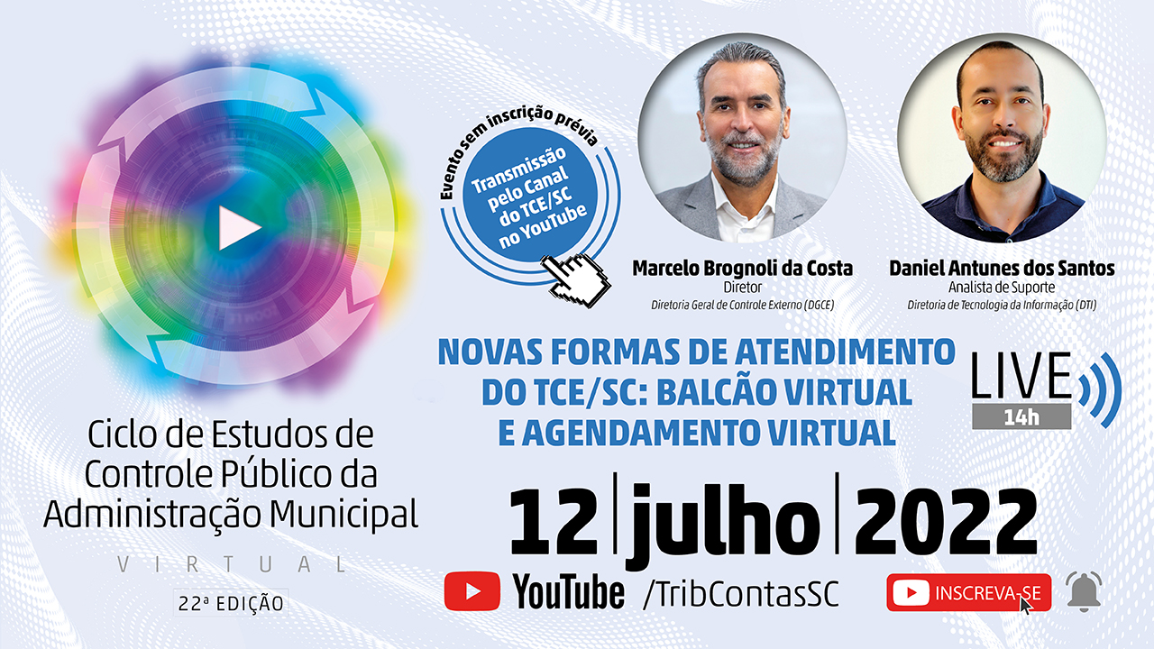 As novas formas de atendimento do TCE/SC são apresentadas em live do 22º Ciclo de Estudos