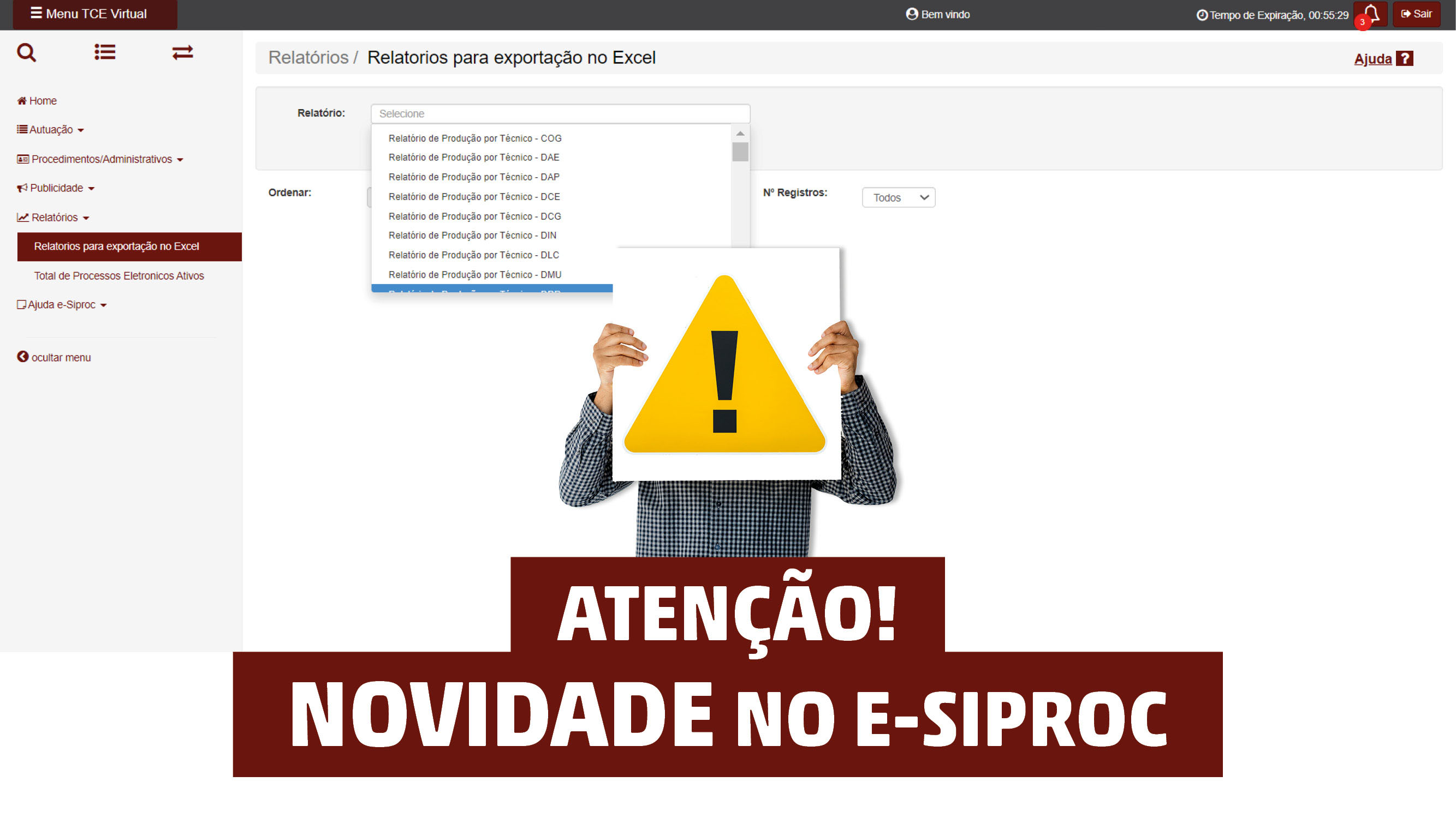 Inovação no e-Siproc possibilita o controle de estoques de processos das diretorias do TCE/SC