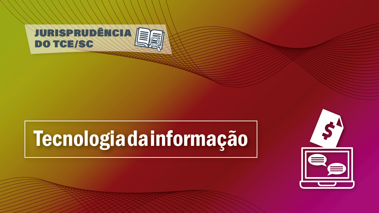  Banner horizontal com fundo em degradê em tons de amarelo, laranja e rosa. No canto superior esquerdo, sobre retângulo com transparência, o texto “Tecnologia da informação” e o ícone de um notebook aberto com balões de conversa e uma folha com o símbolo do cifrão. 