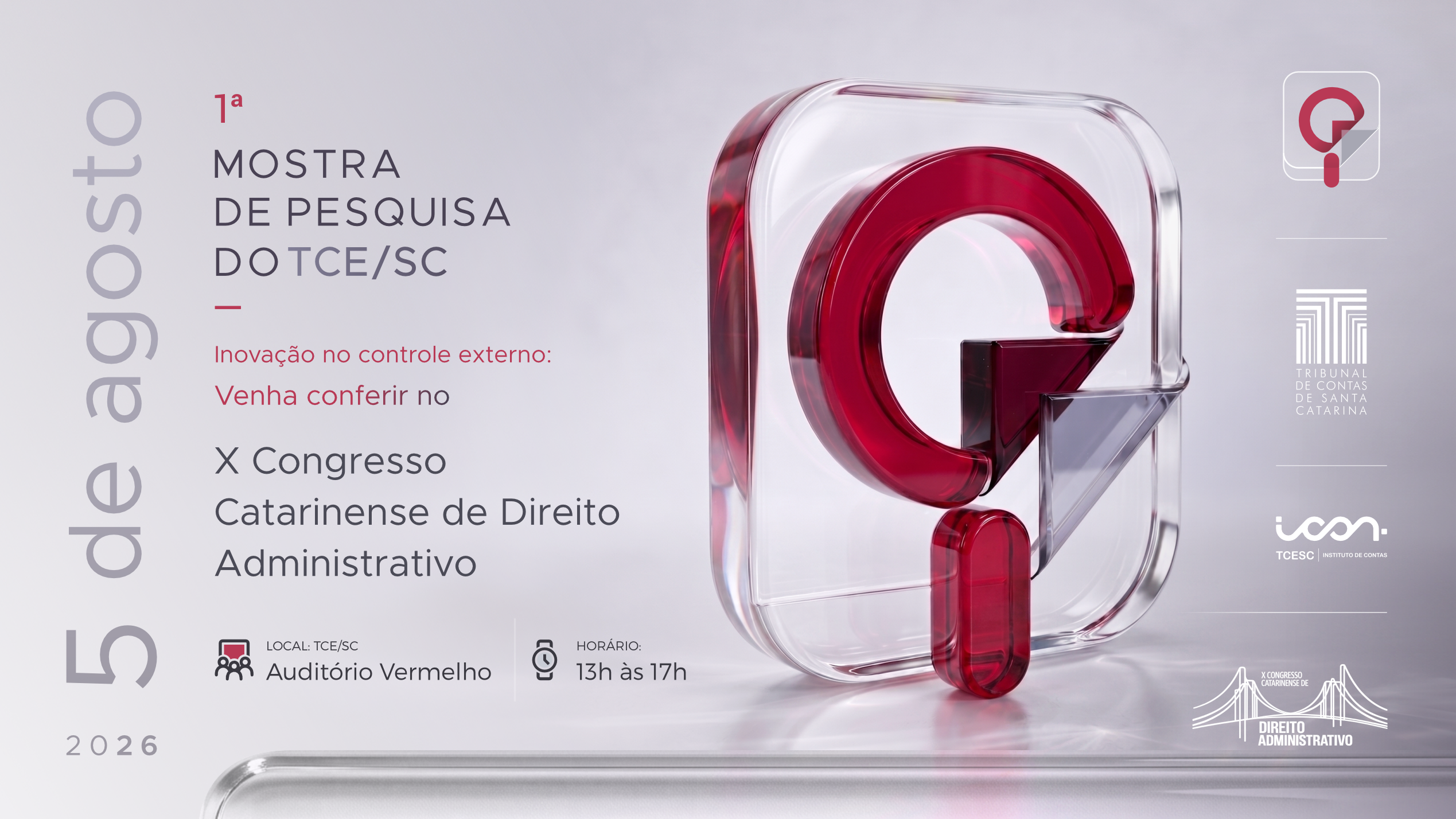banner horizontal da 1ª Mostra de Pesquisa do TCE/SC.
