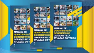 Banner horizontal, com imagem da capa do Manual de Quantificação de Benefícios Gerados pelo TCE/SC