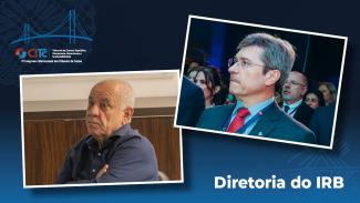 Banner horizontal com fundo azul-escuro e logo do CITC. Há duas fotos dispostas lado a lado que mostram os conselheiros Luiz Eduardo Cherem e José Nei Ascari, do TCE/SC, durante reunião. No canto inferior direito, o texto "Diretoria do IRB".