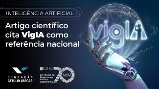 Banner horizontal com temática de tecnologia e inteligência artificial, nas cores azul, preto em branco.