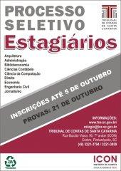 TCE/SC prorroga, até 15 de outubro, inscrições do processo seletivo para formação de cadastro de reserva de estagiários de nível superior