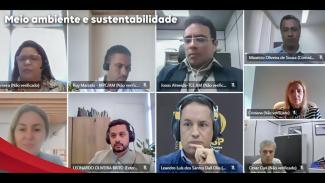 Banner horizontal com print da reunião on-line do Comitê. Há um mosaico com o rosto dos 9 participantes.