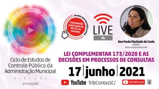 TCE/SC aborda aspectos legais relacionados a atos de pessoal durante a pandemia em live do 21º Ciclo de Estudos