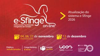 Imagem em fundo vermelho. Com informações preferencialmente em letras brancas onde aparecem a data, o nome do evento e outros dados