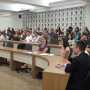 palestra do diretor de Controle dos Municípios do Tribunal de Contas de Santa Catarina, Moisés Hoegenn