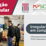 Banner mostra foto da operação feita pela Polícia Civil a partir de investigação do TCE/SC. À direita da foto, aparece a inscrição Irregularidades em Compras. Na parte superior, há os logotipos das três instituições envolvidas: Tribunal de Contas, Ministério Público e Polícia Civil. No alto, à esquerda, o nome Operação Triangular, nome dado à ação.