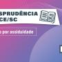 Descrição da Imagem: Banner horizontal em degradê, em tons de rosa, roxo e azul. Acima, o título “Jurisprudência do TCE/SC”, destacado sobre um retângulo branco e acompanhado de um ícone de livro aberto com uma lupa. Abaixo, o texto “Prêmio por assiduidade” em fonte branca. No canto inferior direito, ícone de uma mão segurando uma folha com sigla de moeda. 